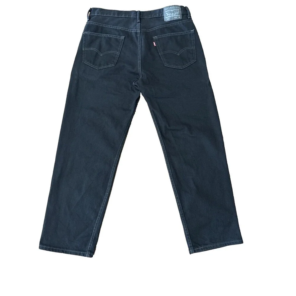 Levi’s 550 Black Relaxed Fit Heavyweight Straight Jeans Contrast Stitch 36x30